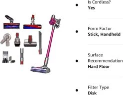 Dyson V7 Animal + Cord-Free Bagless Handheld Stick HEPA Vacuum -Dyson Sale 51H72Ks9WrL. AC SL1500