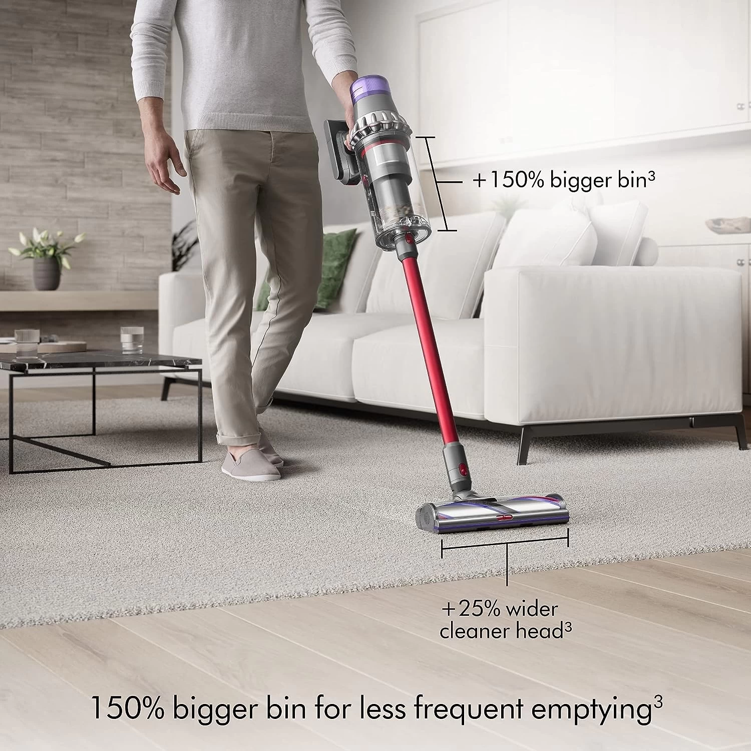 Dyson Outsize Cordless Vacuum Cleaner, Nickel/Red, Extra Large 5 Dyson Outsize Cordless Vacuum Cleaner, Nickel/Red, Extra Large - Image 3