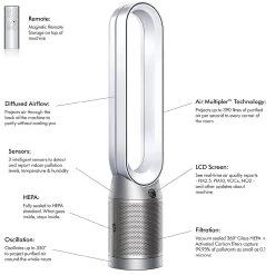 Dyson Cool Air Purifier, HEPA Filter + Activated Carbon, WiFi, TP07 White/Silver -Dyson Sale dyson appliances dyson cool air purifier hepa filter activated carbon wifi tp07 white silver 38044176777437